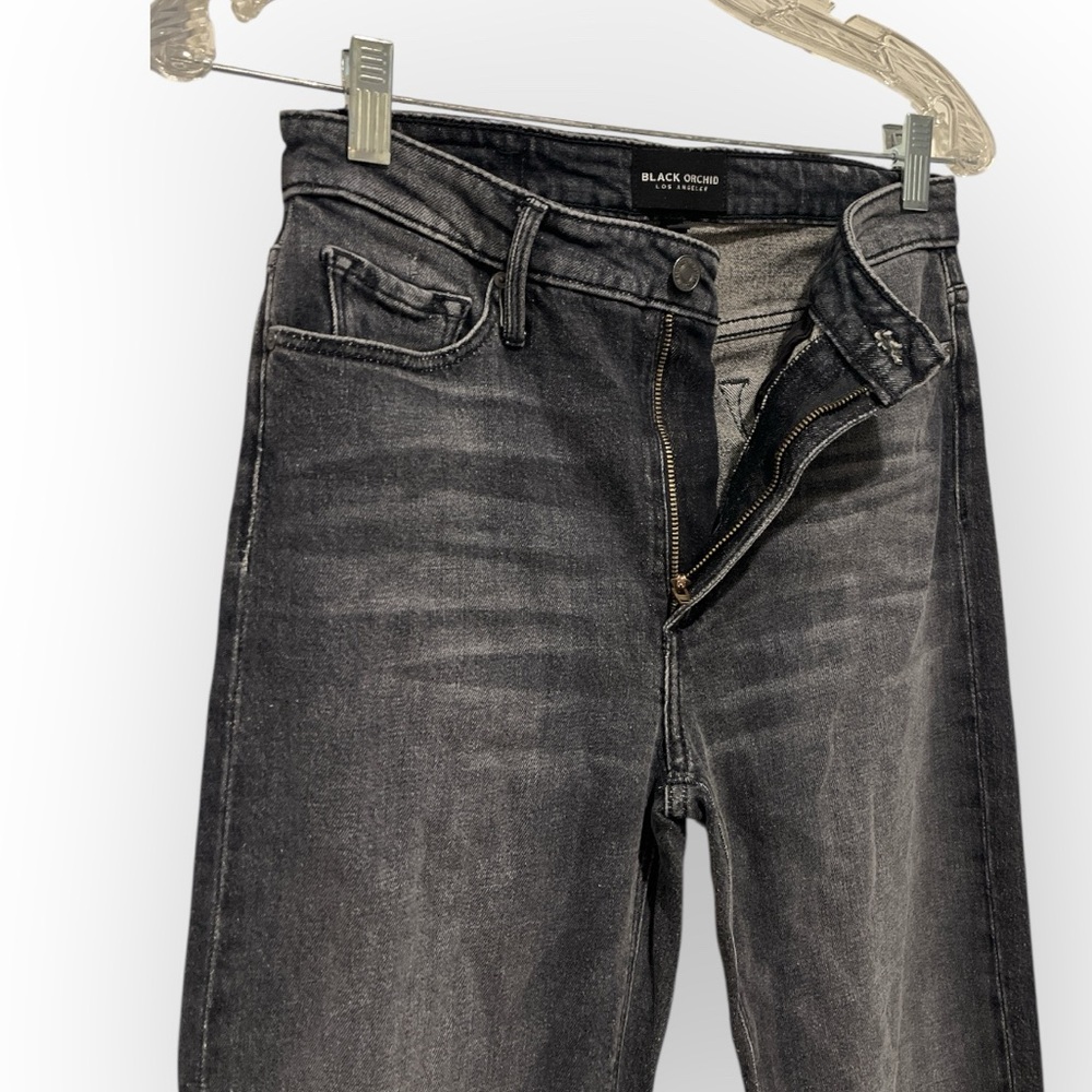 NWT Black Orchid Foil Hem Taylor Straight Leg Jeans Charcoal Gray 26 - Picture 8 of 14